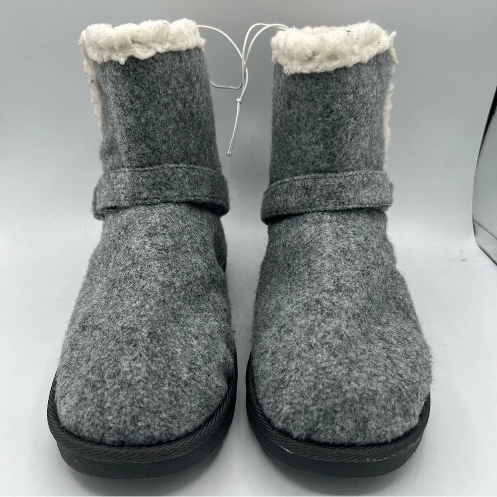 GaaHuu Women’s Gray Faux Fur Lined Ankle Boots Booties Shoes‎ Sz 9 M Buckle NWOT